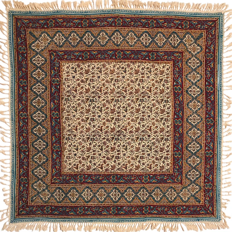 رومیزی قلمکار ممتاز اصفهان اثر عطريان طرح شیپوری مدل G116سایز ۱۰۰*۱۰۰ سانتی متر