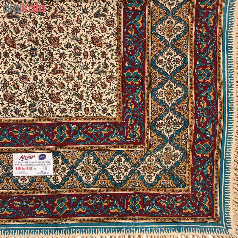 رومیزی قلمکار ممتاز اصفهان اثر عطريان طرح شیپوری مدل G116سایز ۱۰۰*۱۰۰ سانتی متر