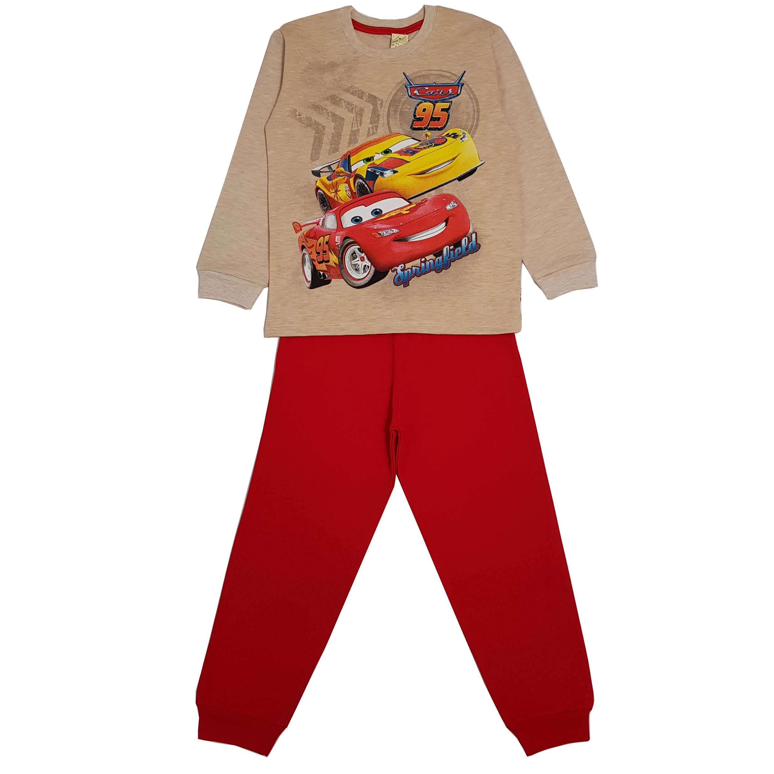 ست تی شرت و شلوار پسرانه مدل مک کوئین رنگ قرمز
