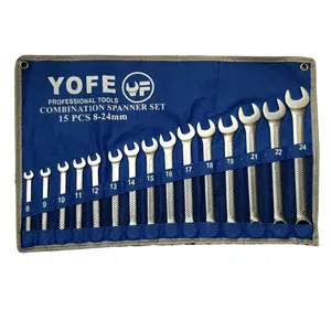آچار یکسر تخت و یکسر رینگی یوفی مدل ZKT-15 مجموعه 15 عددی