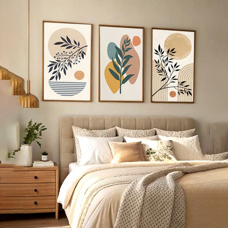 تابلو بکلیت طرح مینیمال مدل GH-MR-1014 مجموعه 3 عددی فریم قهوه ای