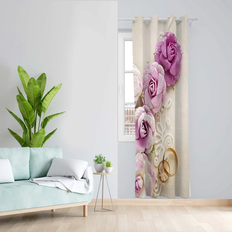 پرده طرح گل مدل مخمل پانچی کد 4918L z سایز 140x200 سانتی متر