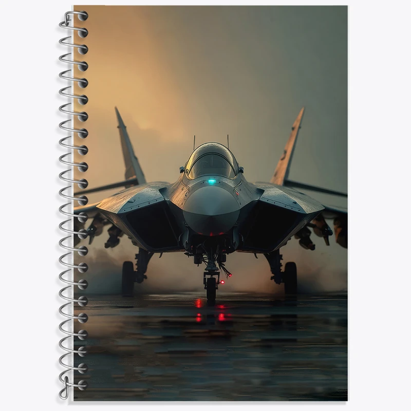 دفتر زبان 50 برگ خندالو مدل سه خط طرح هواپیمای جت کد F5234