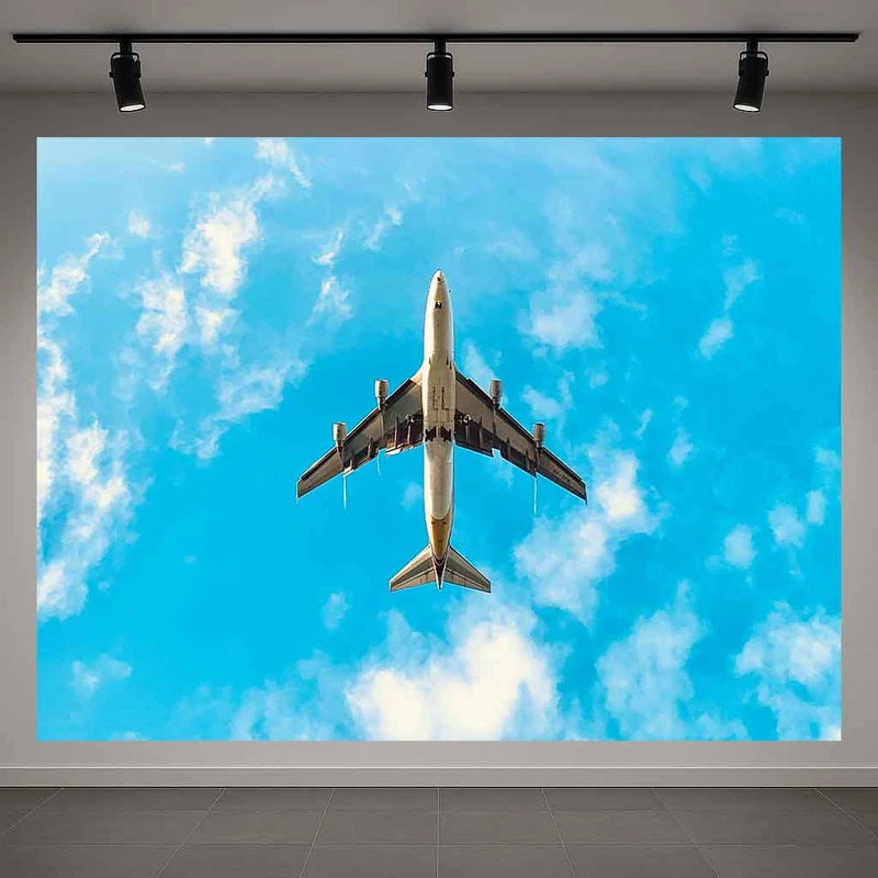 تابلو بوم طرح مخمل  هواپیما مدل پرواز و آسمان کد AR3063156