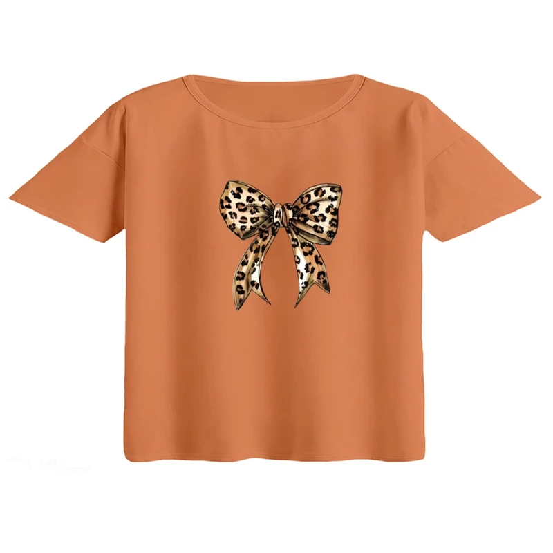 کراپ تی‌شرت آستین کوتاه زنانه مدل پاپیون کد01