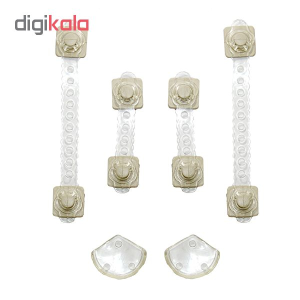 قفل کابینت عزیزی بسته 4 عددی به همراه محافظ لبه