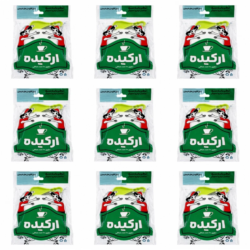 فیلتر چای ارکیده مدل کیسه ای 9 بسته 60 عددی به همراه قاشق