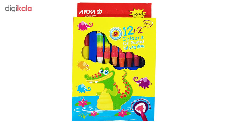 پاستل روغنی 2+12 رنگ آریا کد 2027 Mr. Croc