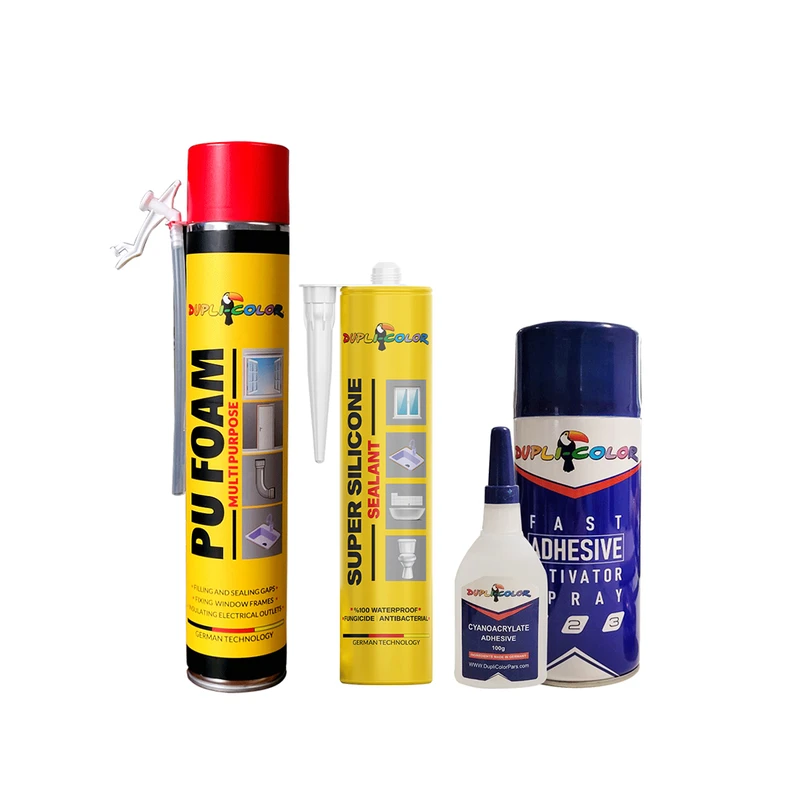چسب سیلیکون و فوم پلی اورتان و اسپری چسب سریع 123 دوپلی کالر مدل d3 حجم 750 میلی لیتر مجموعه 3 عددی