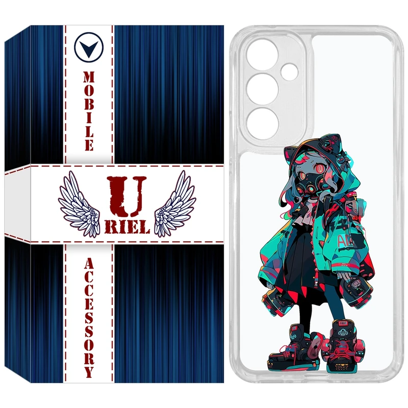 کاور یوریل مدل Clear کد 58 طرح دختر گربه ای مناسب برای گوشی موبایل سامسونگ Galaxy A54