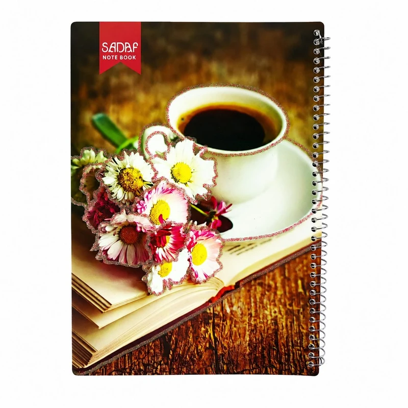 دفتر زبان 50 برگ سیمی صدف مدل 4 خط فنجان قهوه کد 463