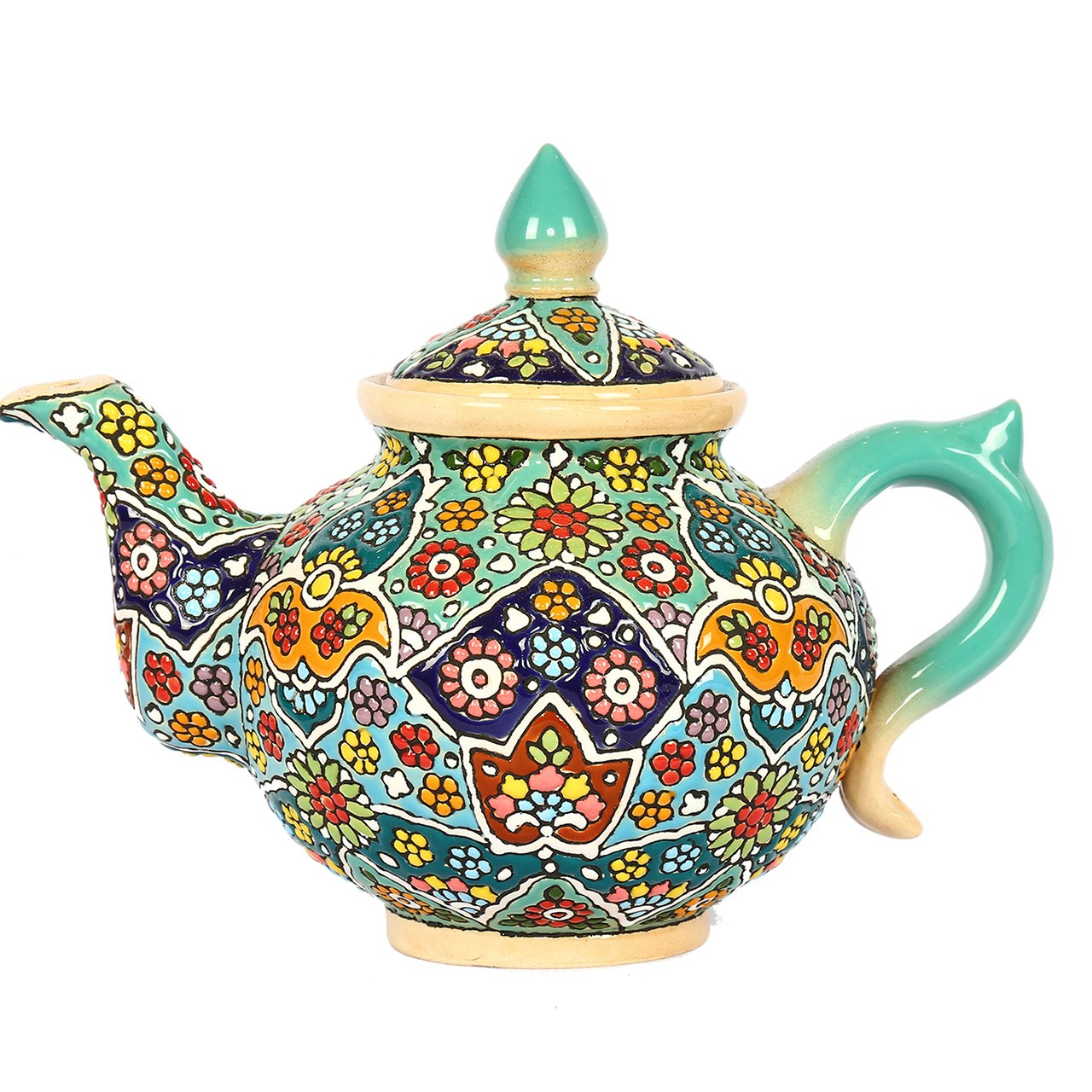 قوری سفالی مینا کاری گالری گوهران مدل دکوری 1127