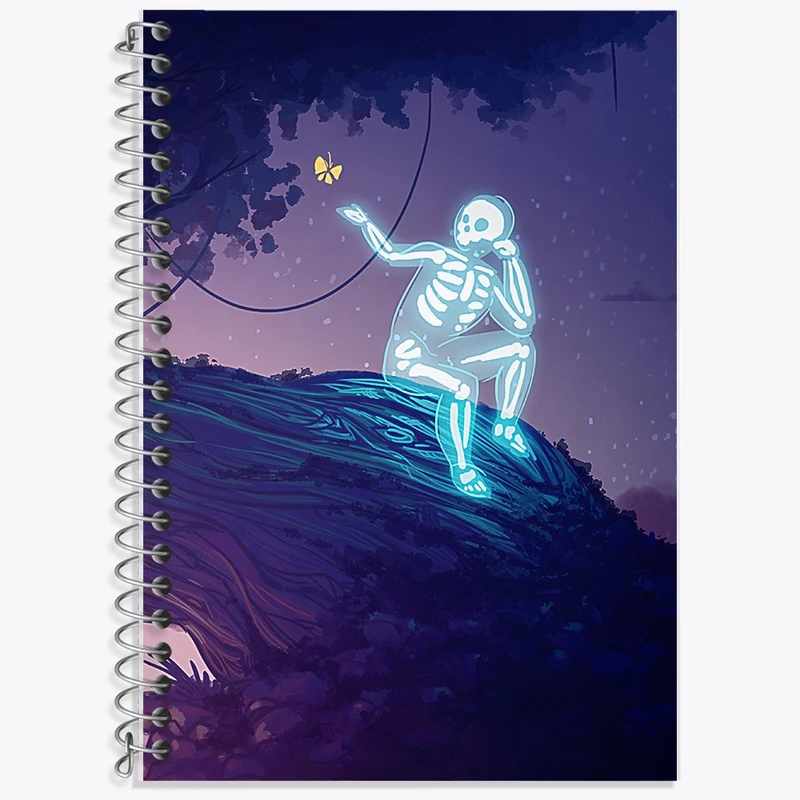 دفتر زبان 50 برگ خندالو مدل دو خط طرح اسکلت (Skeleton) کد F1414