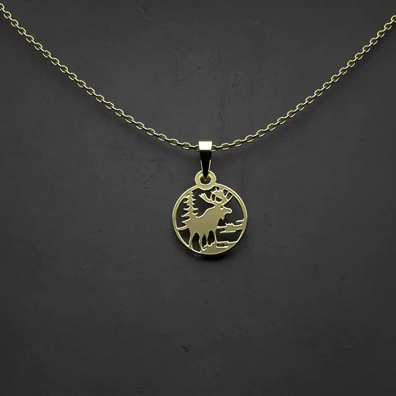 گردنبند طلا 18 عیار زنانه مدوپد مدل  طرح گوزن کد CC1254