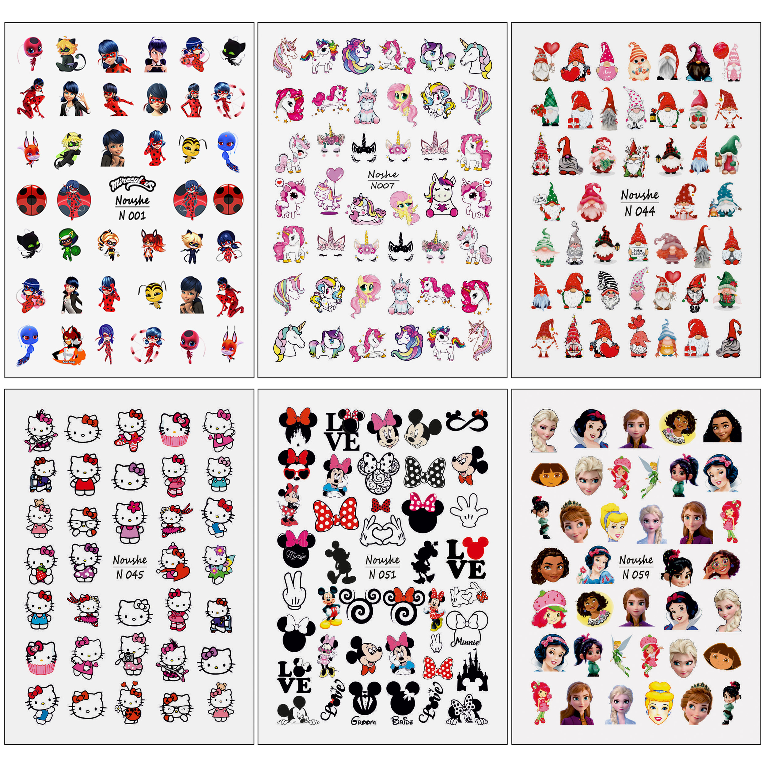 برچسب لنز ناخن مدل کارتونی کد N1-7-44-45-51-59 مجموعه 6 عددی