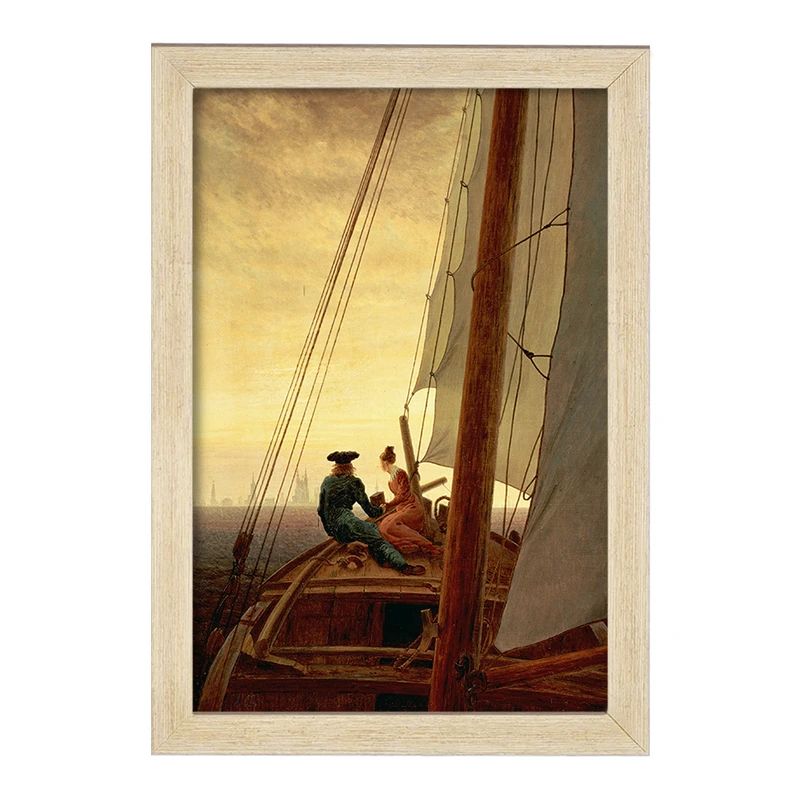 تابلو خندالو مدل نقاشی سوار بر قایق بادبانی اثر کاسپار دیوید فردریش کد F12497
