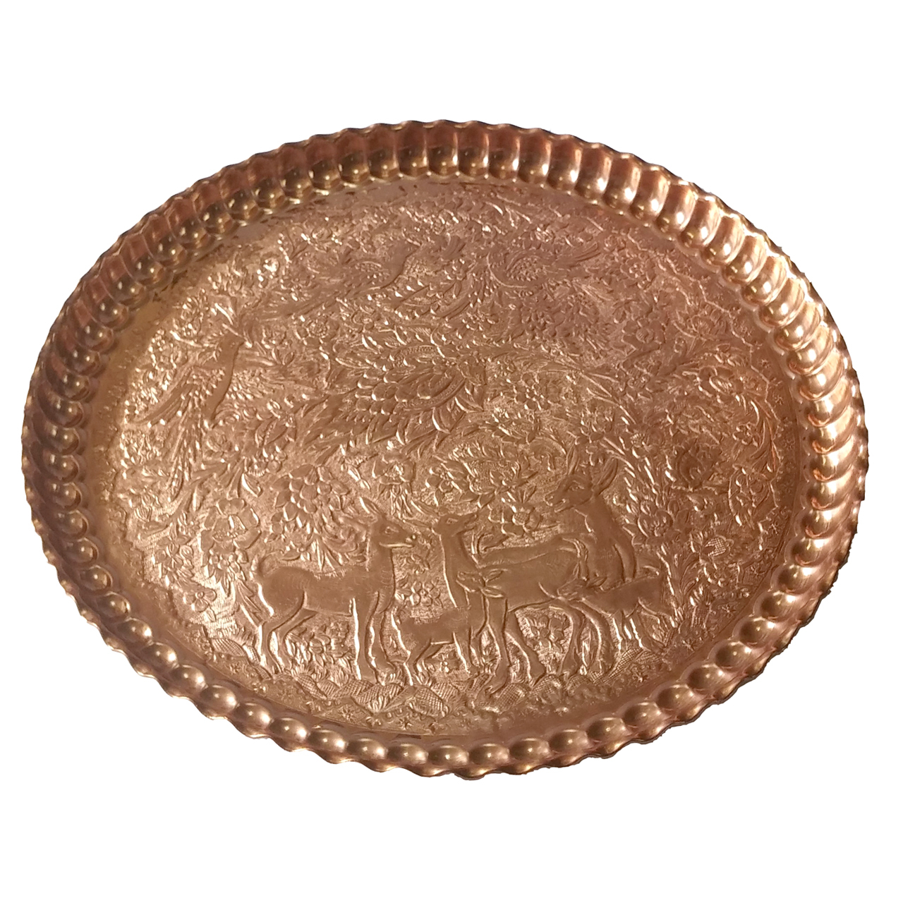 سینی مسی طرح آهو قطر 44 سانتی متر