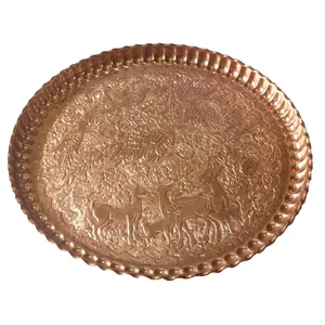 سینی مسی طرح آهو قطر 44 سانتی متر