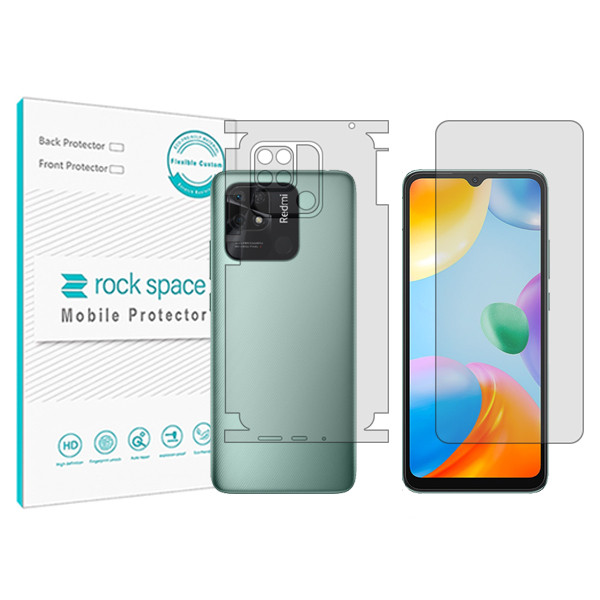 محافظ صفحه نمایش شفاف راک اسپیس مدل HyGEL مناسب برای گوشی موبایل شیائومی Redmi 10C  به همراه محافظ پشت گوشی