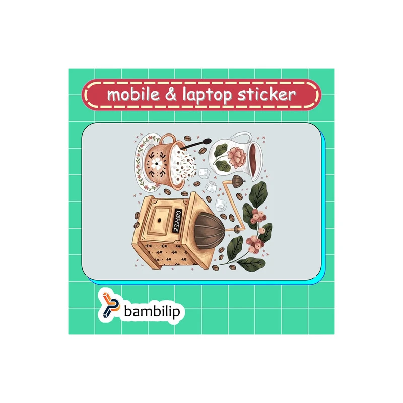 استیکر بامبیلیپ مدل کارت عابر طرح قهوه ساب و فنجان کد 2071659