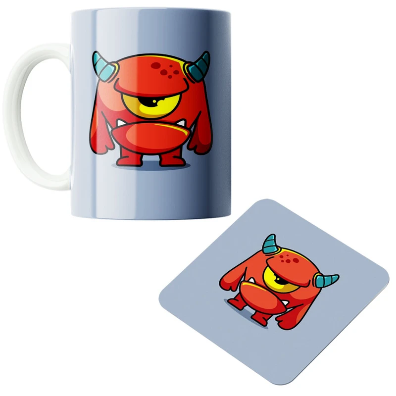 ماگ پاد آفرین مدل هیولا کد 653 به همراه زیر لیوانی 