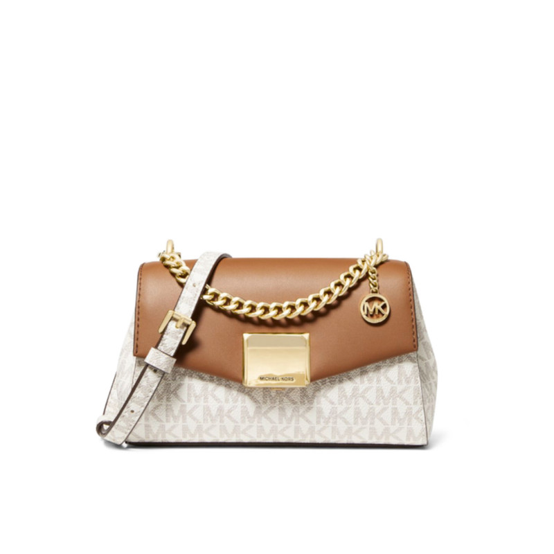 کیف زنانه مایکل کورس مدل Petit sac à bandoulière Lita en toile à logo et en cuir à deux tons
