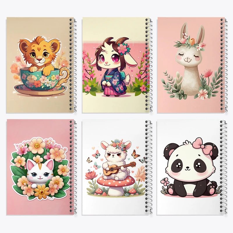 دفتر مشق 50 برگ خندالو طرح حیوانات بامزه کد 206 مجموعه 6 عددی