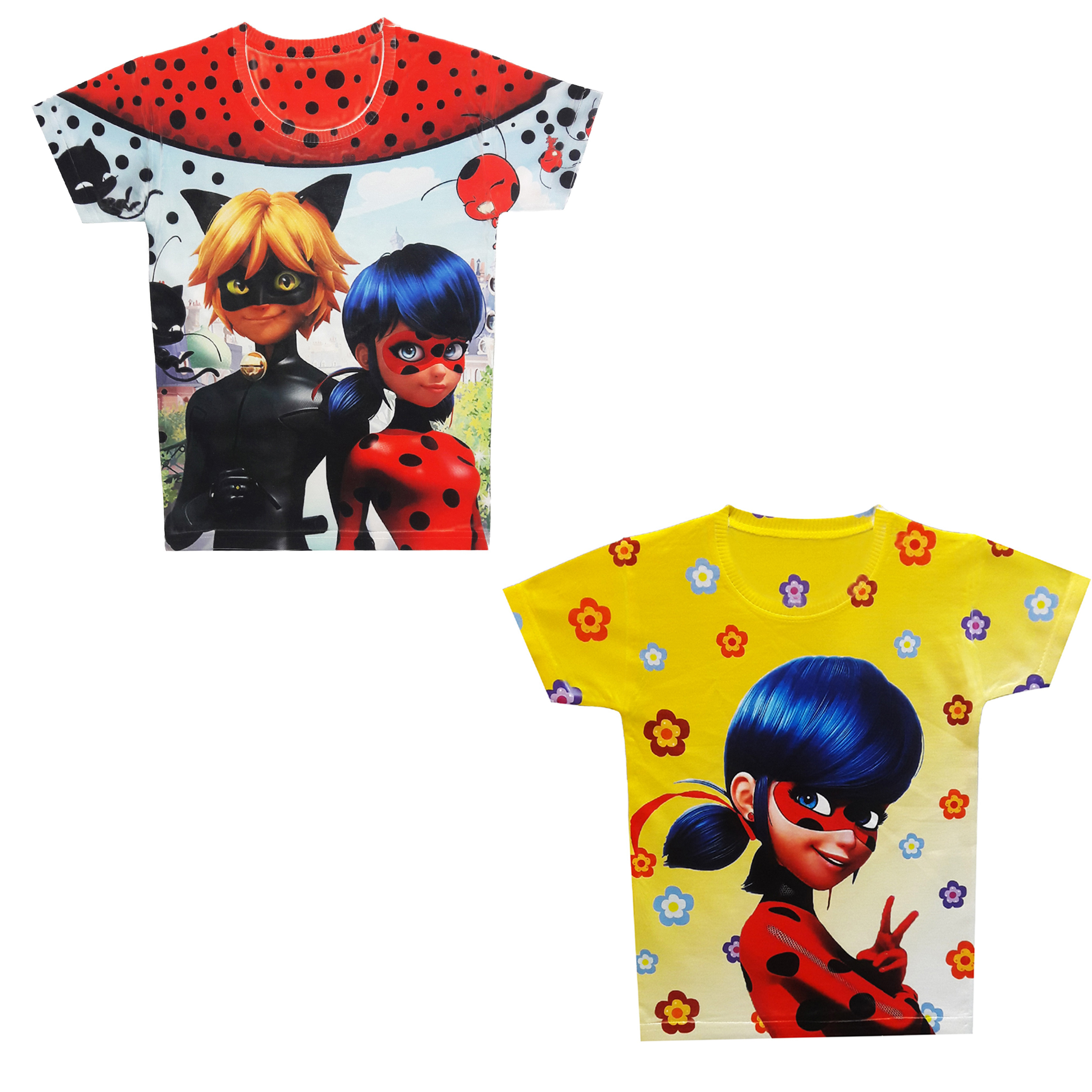 تی شرت دخترانه طرح دختر کفشدوزکی کد MT 02 مجموعه 2 عددی