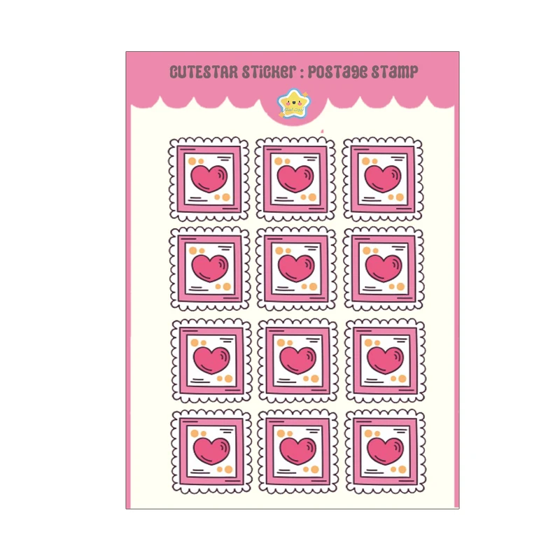 برچسب کیوت استار مدل تمبر فانتزی طرح قلب