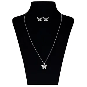 نیم ست نقره طرح پروانه مدل KG124