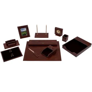 ست ۱۰ تکه لوازم اداری رومیزی مدل مدیریتی چرم ابر و باد کد 710