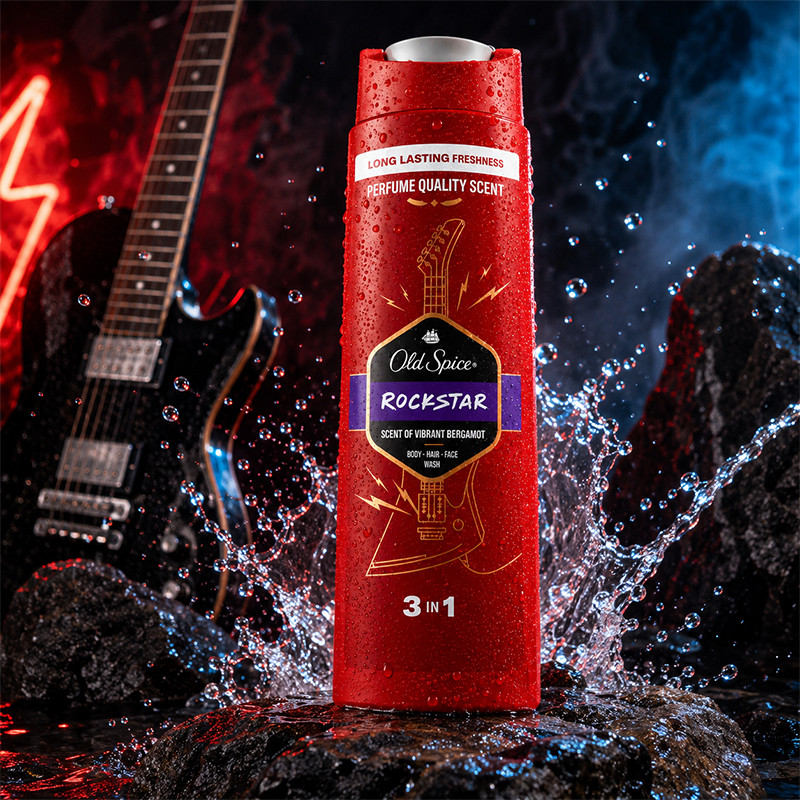 شامپو سر و بدن الد اسپایس مدل Rockstar با رایحه‌ای مرکباتی و میوه‌ای مناسب انواع پوست حجم 400 میلی‌لیتر