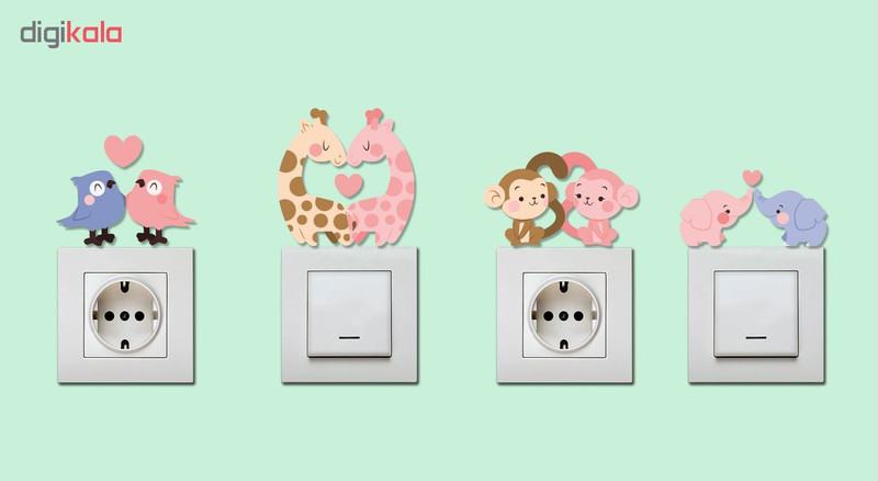 استیکر کلید و پریز باروچین طرح حیوانات کد 7 بسته 4 عددی