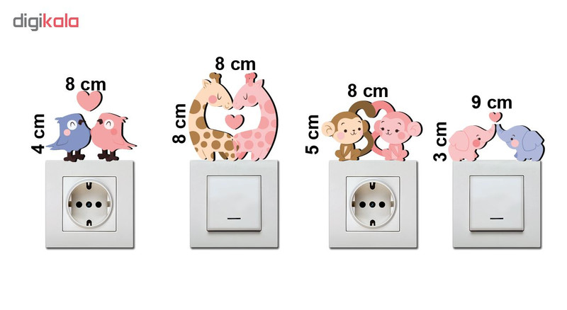 استیکر کلید و پریز باروچین طرح حیوانات کد 7 بسته 4 عددی