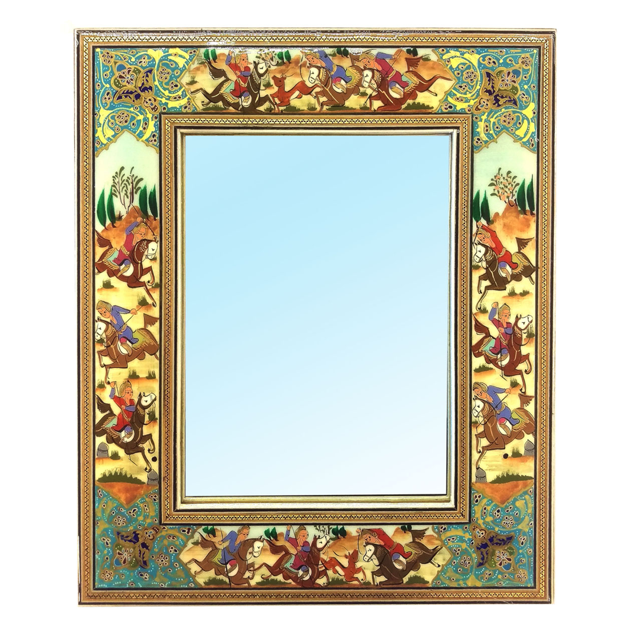 قاب آیینه خاتم لوح هنر طرح چوگان کد 1078