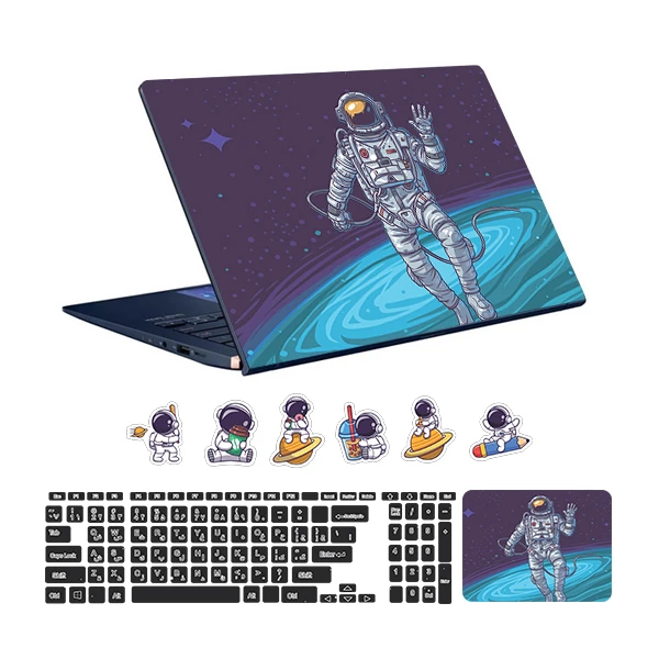  استیکر لپ تاپ توییجین و موییجین طرح Astronaut کد 16 مناسب برای لپ تاپ 15.6 اینچ به همراه برچسب حروف فارسی کیبورد 
