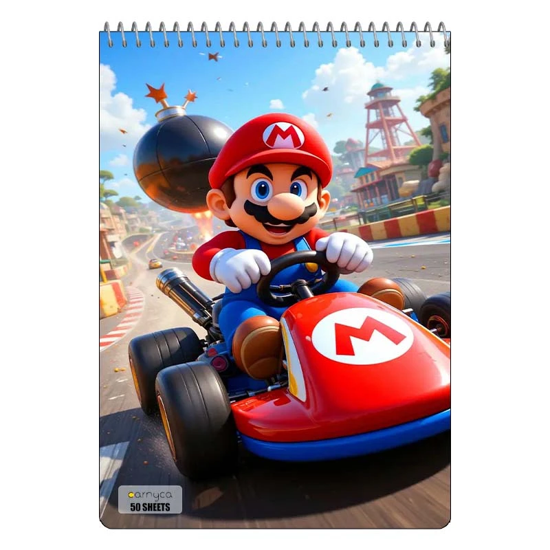 دفتر نقاشی 50 برگ سیمی کارنیکا طرح ماریو mario کد 56542