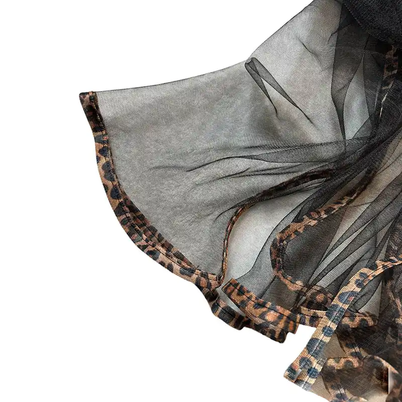 شال زنانه مدل توری حاشیه پلنگی