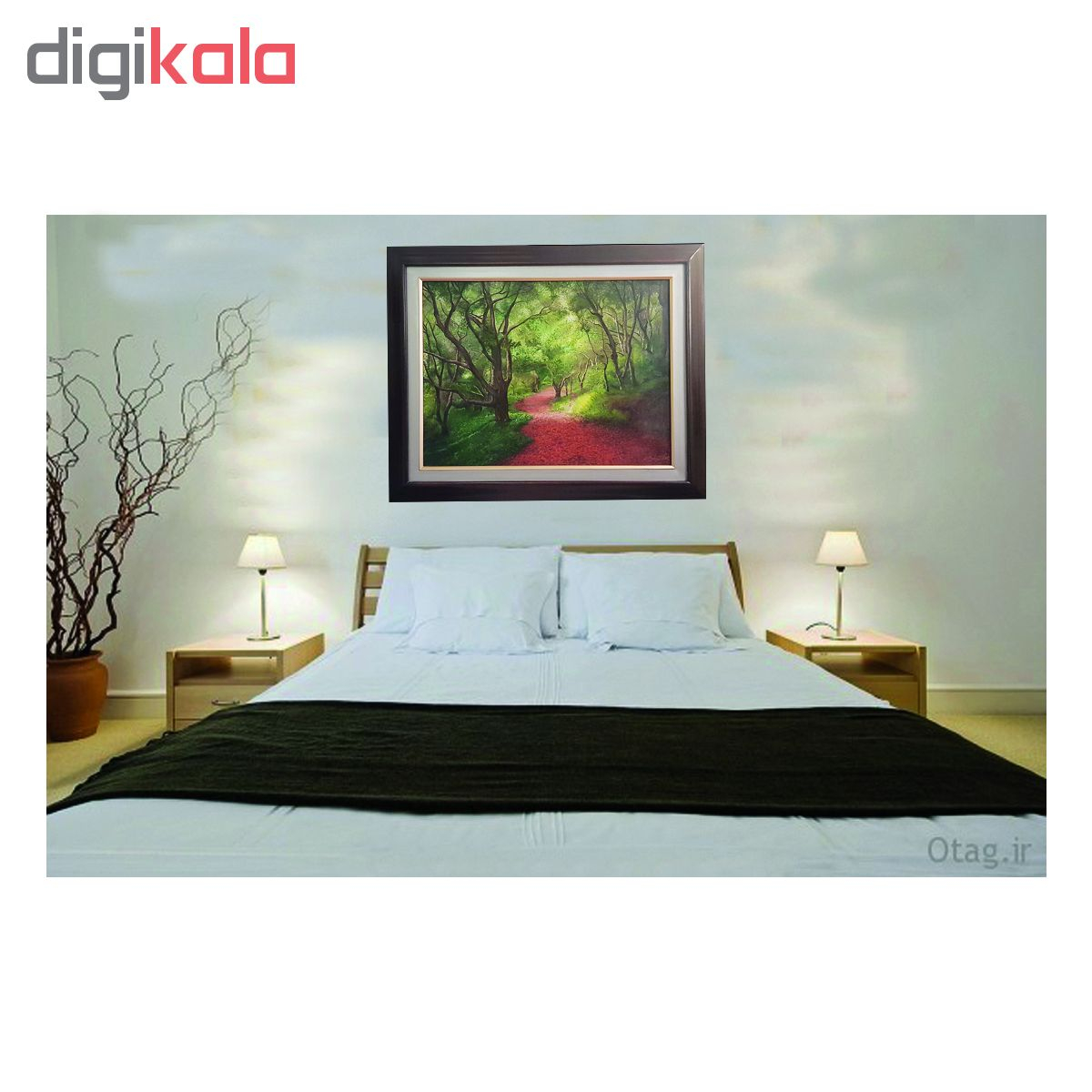 تابلو نقاشی رنگ روغن طرح جنگل سبز