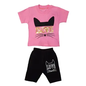 ست تی شرت و شلوارک دخترانه کد D4