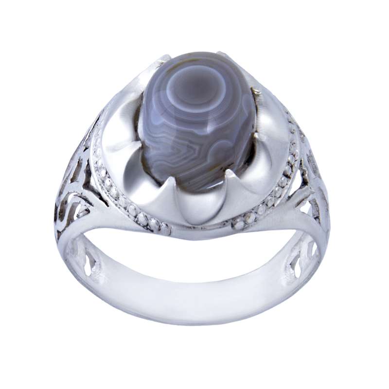 انگشتر نقره مردانه بازرگانی میلادی مدل سنگ باباقوری کد AM_008