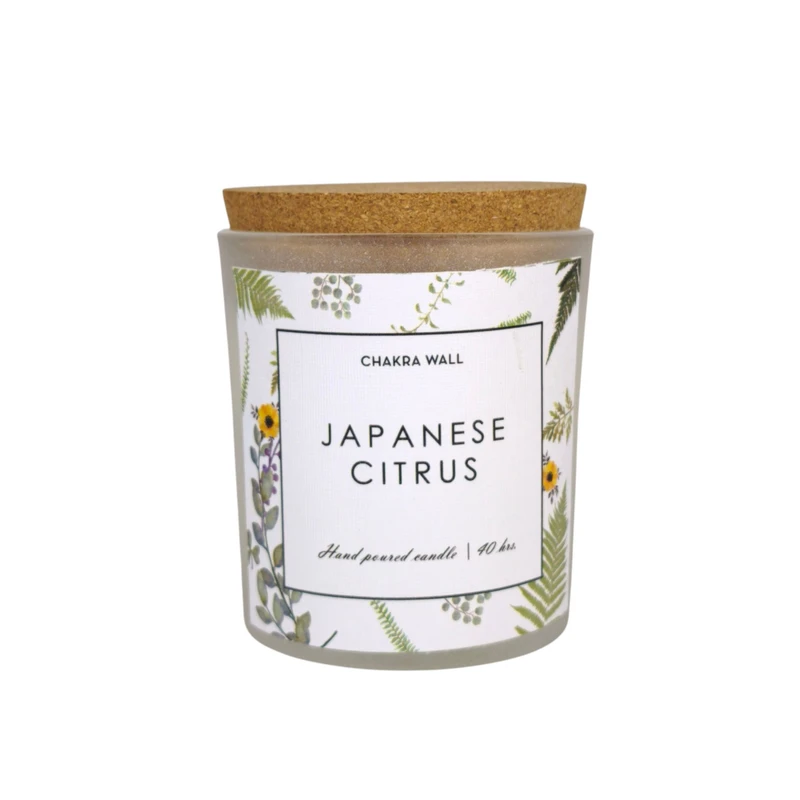 شمع استوانه‌ای معطر چاکراوال مدل japanese با رایحه شکوفه پرتقال زمان اتمام 40 ساعت