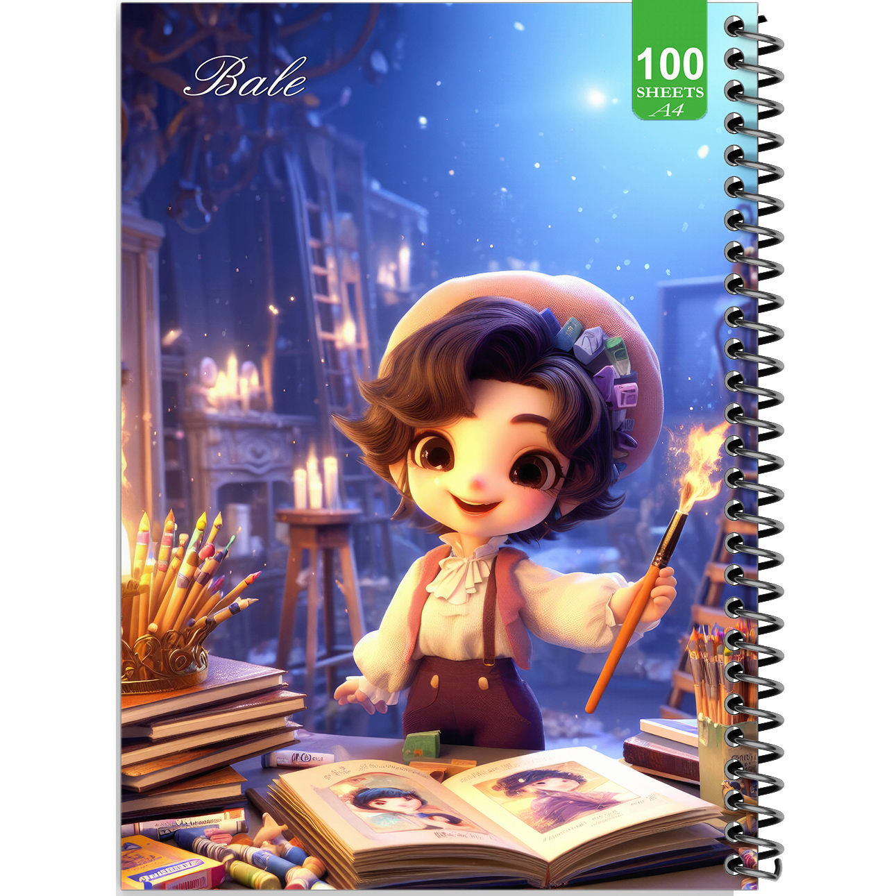 دفتر نقاشی 100 برگ بله طرح فانتزی دختر کبریت فروش کد A4-N59