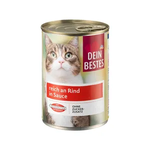 کنسرو غذای گربه بالغ دین بستس مدل dein bestes طعم گوشت گاو در سس وزن 415 گرم
