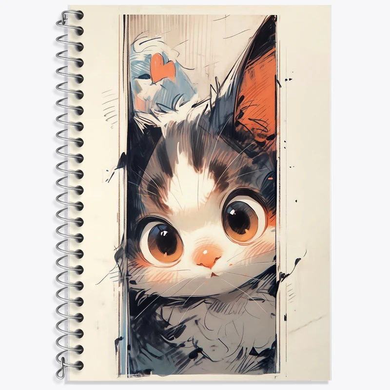 دفتر زبان 50 برگ خندالو مدل دو خط طرح گربه (Cat) کد F967