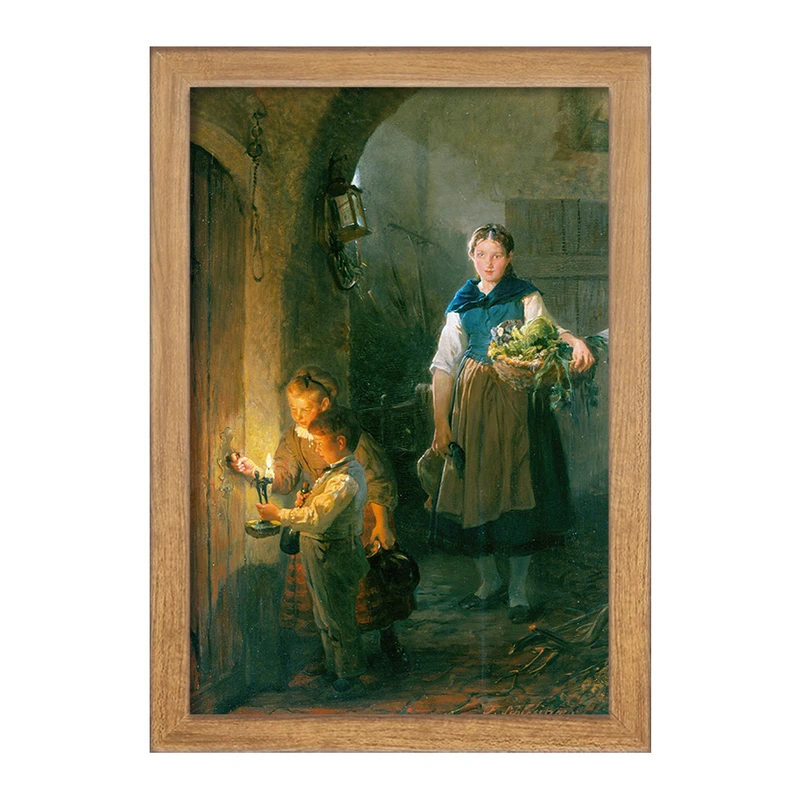 تابلو خندالو مدل نقاشی خدمتکار آشپزخانه با کودکان اثر فلیکس شلزینگر کد F12310