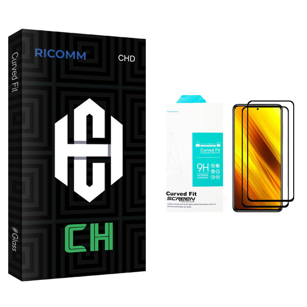 محافظ صفحه نمایش ریکام مدل CH glass مناسب برای گوشی موبایل شیائومی Poco X3 بسته دو عددی