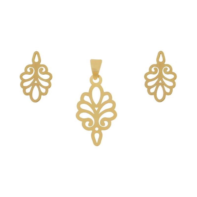 نیم ست طلا 18 عیار زنانه زرمان مدل ZMS0311 طرح طاووس