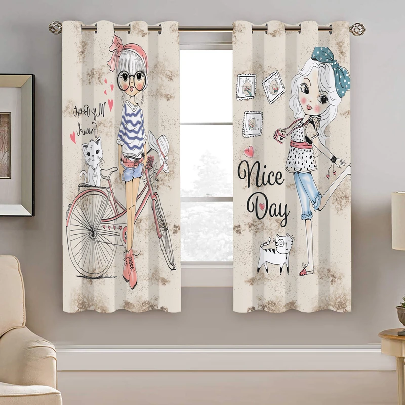 پرده نیروانا طرح دخترونه مدل مخمل کد 8002 سایز 140×200 سانتی متر