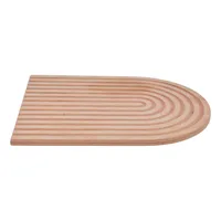 تخته سرو چوبی نیم&zwnj;دایره شیار دار یکطرفه مناسب سرو انواع مواد غذایی و پذیرایی، ابعاد 32x24 سانتی&zwnj;متر، شست&zwnj;وشو با دست